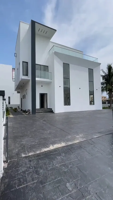 Completed white contemporary residence