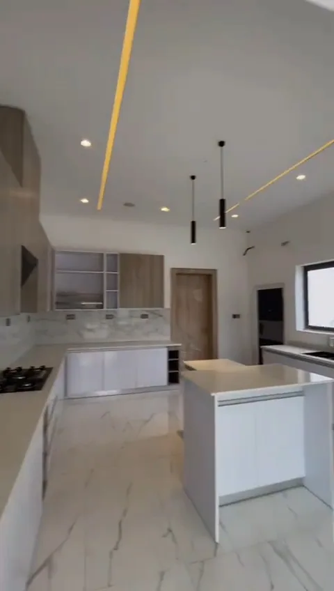 Completed white residence kitchen