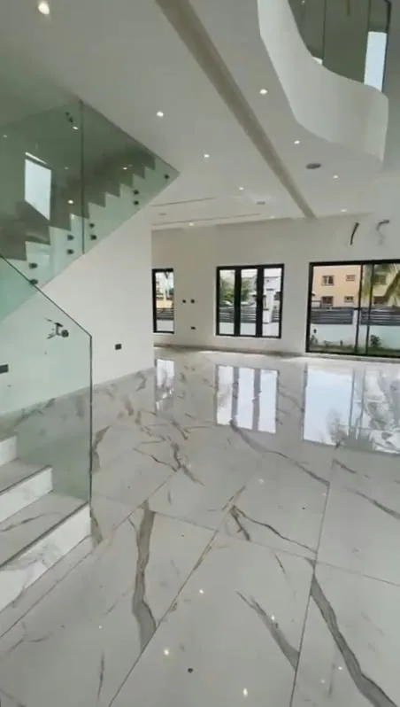 Completed white residence living space