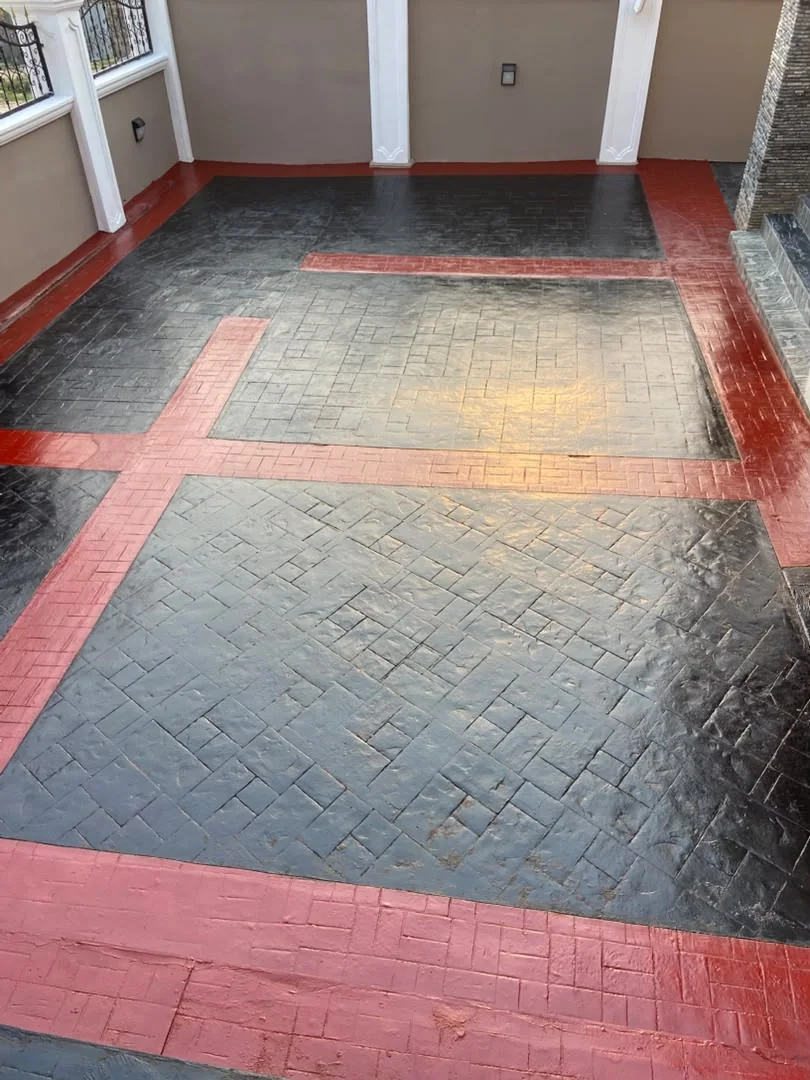 Patterned paving throughout the compound
