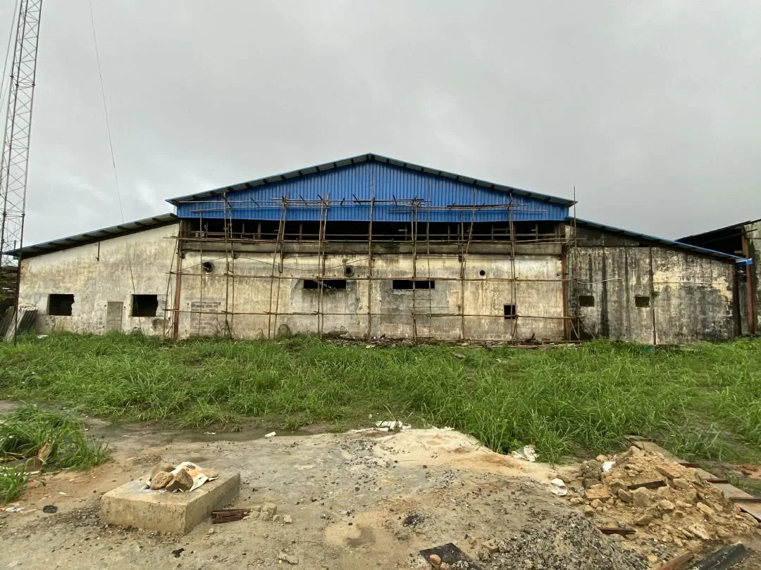 Scaffolding at the factory facade