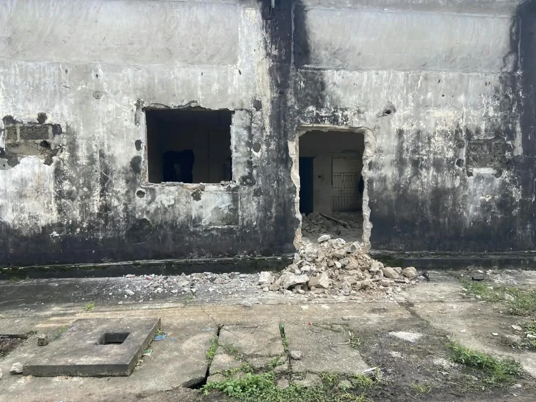 New openings cut through an existing factory wall