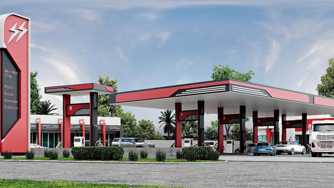 Architectural visualisation of a filling station design