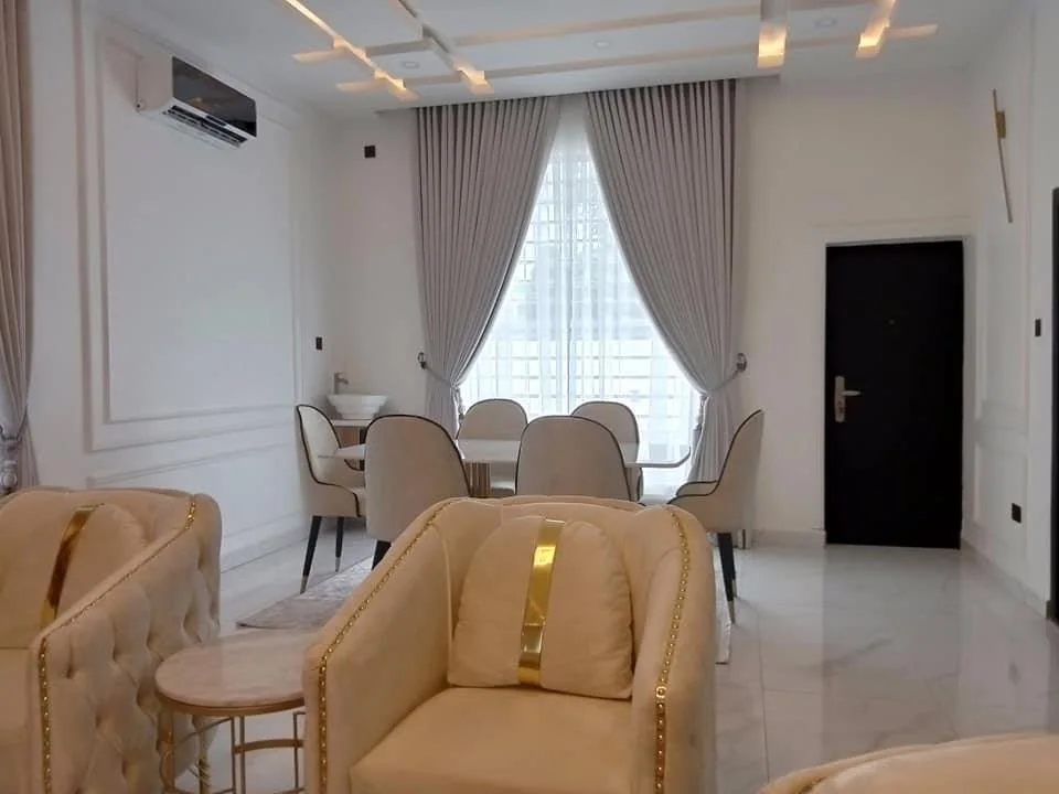 Living and dining space inside the completed residence