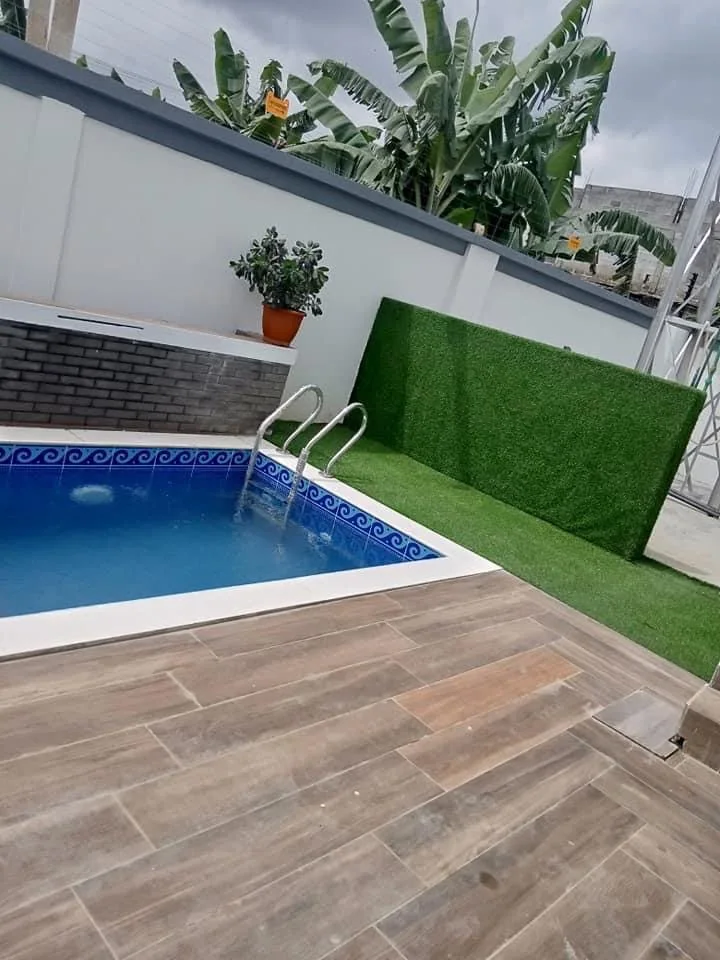 Outdoor pool at the completed residence
