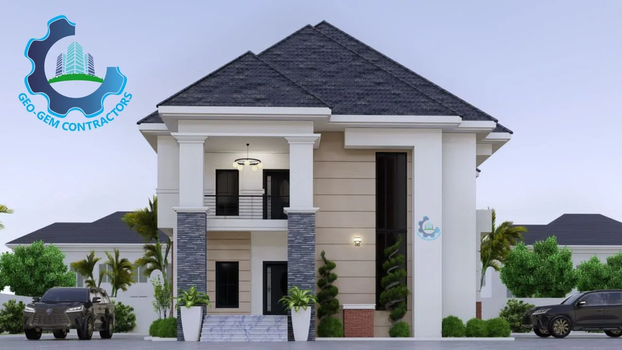 White two-storey residential design visualisation