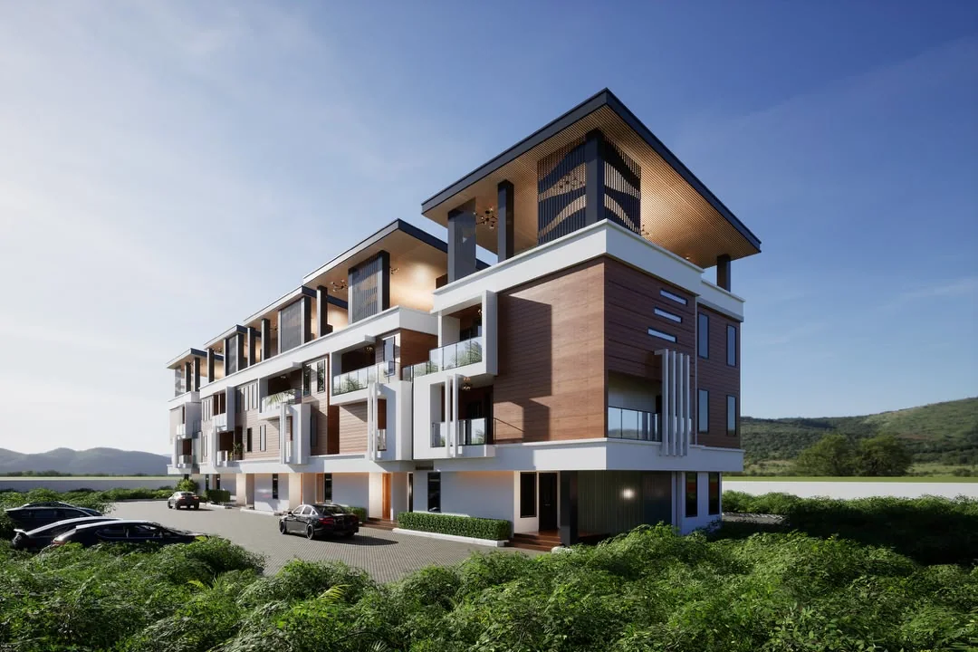 Wide view of terrace homes design visualisation